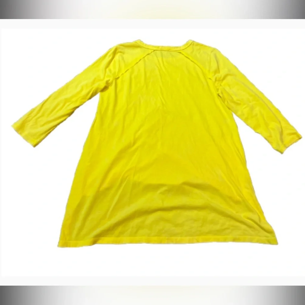 LOGO by Lori Goldstein Yellow 3/4 Sleeve‎ Tunic Top high low pockets size medium - Picture 5 of 11